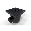Star Point preto com grelha em aluminio 200/200mm  bica lateral 75mm - bica inferior 75/110mm  com tampa de extremidade