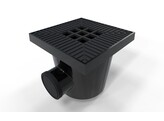 Star Point preto com grelha em aluminio 200/200mm  bica lateral 75mm - bica inferior 75/110mm  com tampa de extremidade