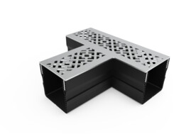 Star Drain  Mini  T-piece with gray stainless steel grid - Diamond Line