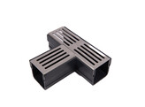 Star Drain  Mini  T-Stuck mit grauem Edelstahl-Gitterrost