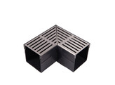Aqua Drain 100/100 corner piece with gray stainless steel grating