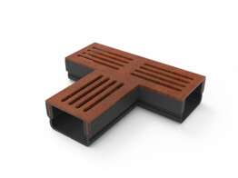Star Drain Mini XS pvc T-Stuk met corten staal aluminium rooster